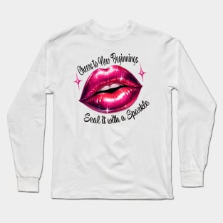 Sparkling New Beginnings - Glossy Lip Art Long Sleeve T-Shirt